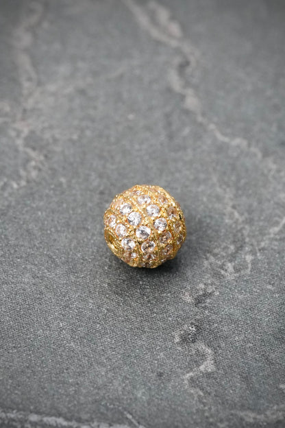 Herraje Bola de Fuego con Swarovski Blanco 0.8gr / 0.6cm / 6mm — Oro Amarillo