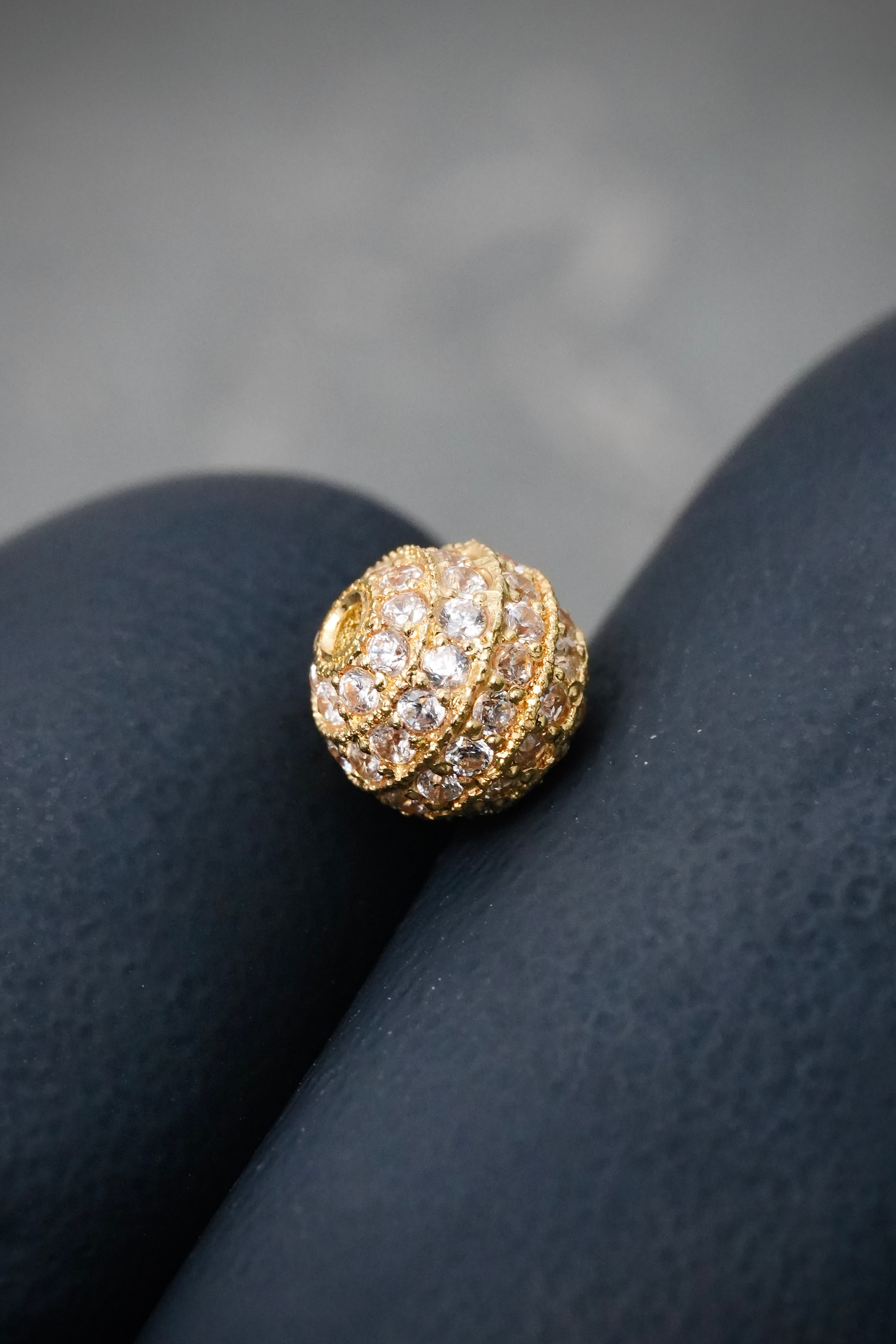 Herraje Bola de Fuego con Swarovski Blanco 0.8gr / 0.6cm / 6mm — Oro Amarillo