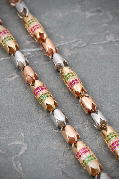 Cadena Rustica con Swarovski 50.8gr / 65cm / 5.5mm — Oro Tres Oros