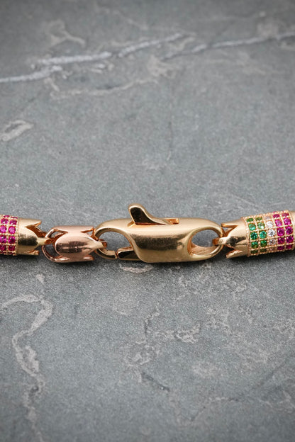Cadena Rustica con Swarovski 50.8gr / 65cm / 5.5mm — Oro Tres Oros