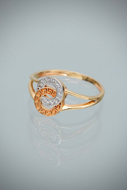 Anillo con Swarovski Blanco 1.9gr / Talla 7 1/2 — Oro Amarillo
