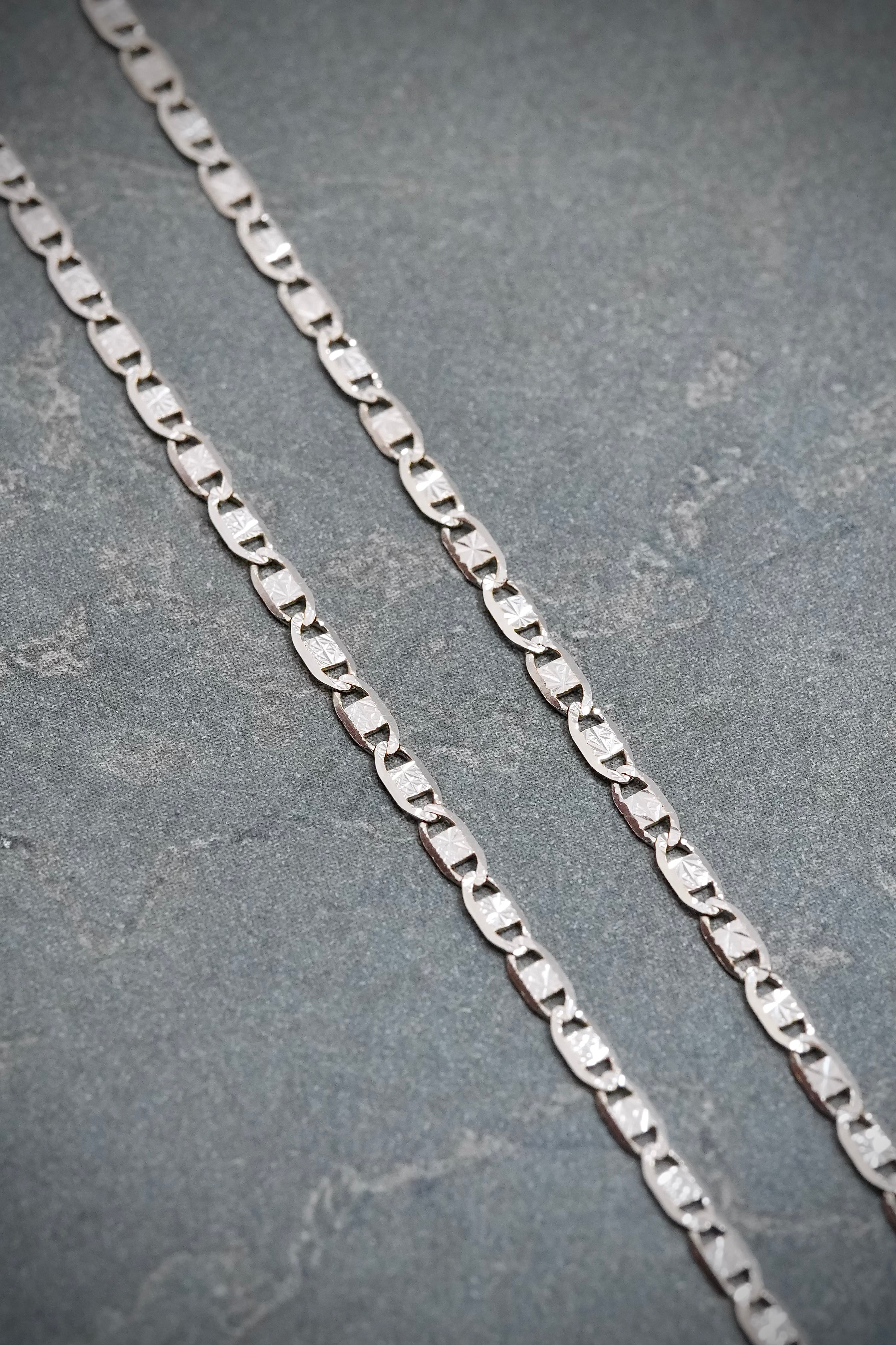 Cadena plana diamantada 3gr / Largo 60cm — Oro Blanco