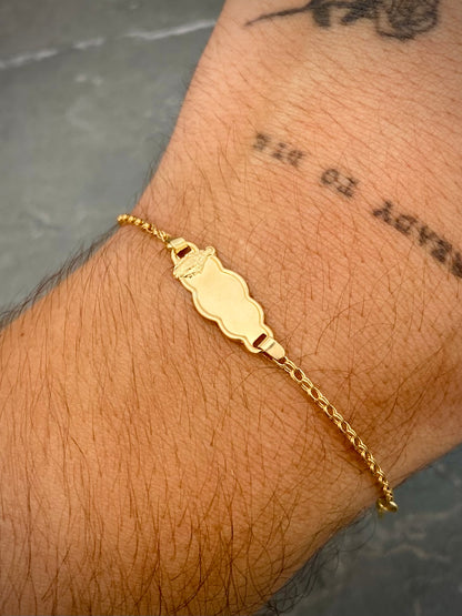 Pulso bebe con placa virgen de la milagrosa 1.25gr / Largo 14.5cm — Oro Amarillo