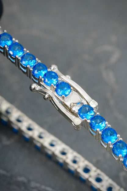 Pulso con Swarovski Azul 14.6gr / 19.5cm / 3.6mm — Plata 925