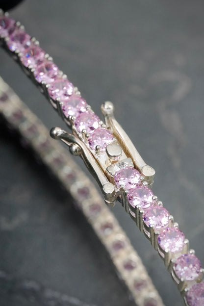 Pulso con Swarovski Rosado 16.1gr / 19.5cm / 3.7mm — Plata 925