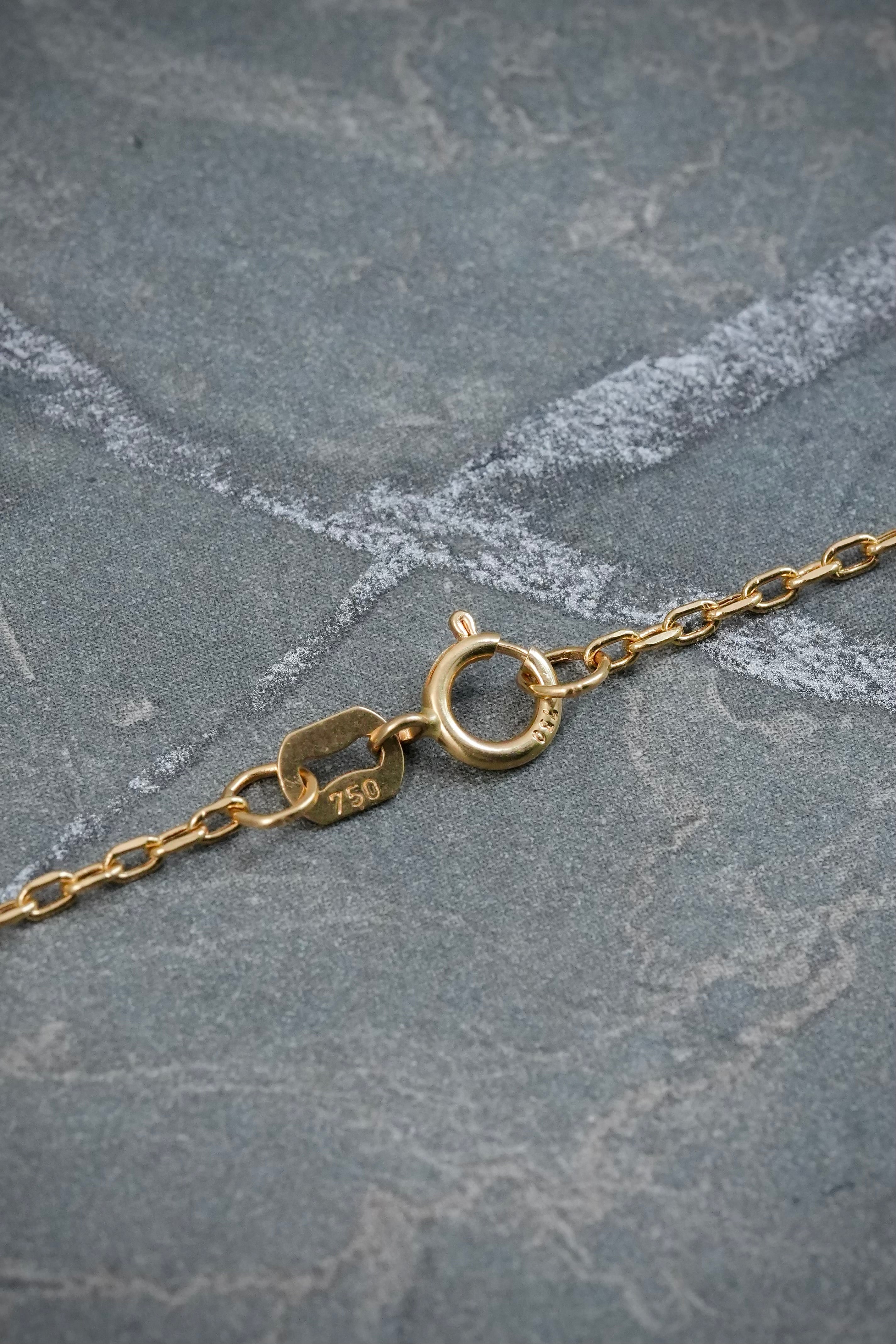 Cadena Lucky Clover Piedra Verde 3gr / 45cm / 1.4mm — Oro Amarillo