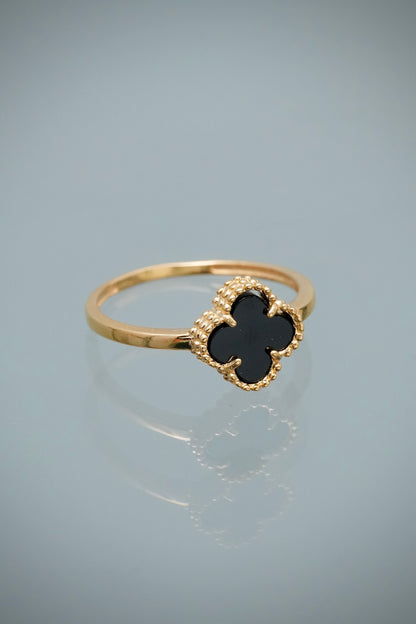 Anillo Lucky Negro 2gr / Talla 7 1/2 — Oro Amarillo