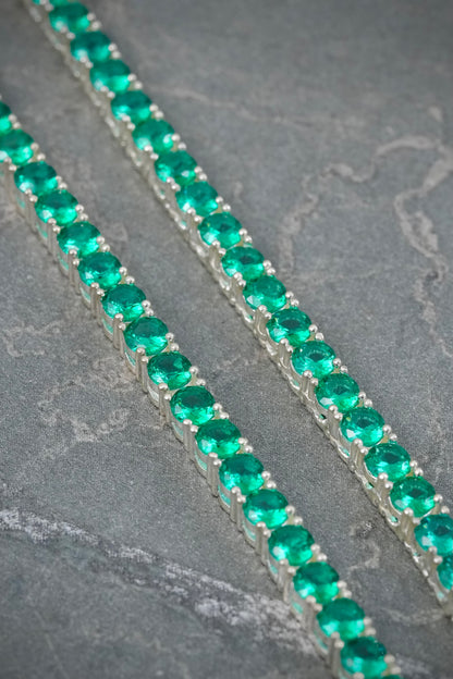 Cadena con Swarovski Verde 40.35gr / 60cm / 3.7mm — Plata 925