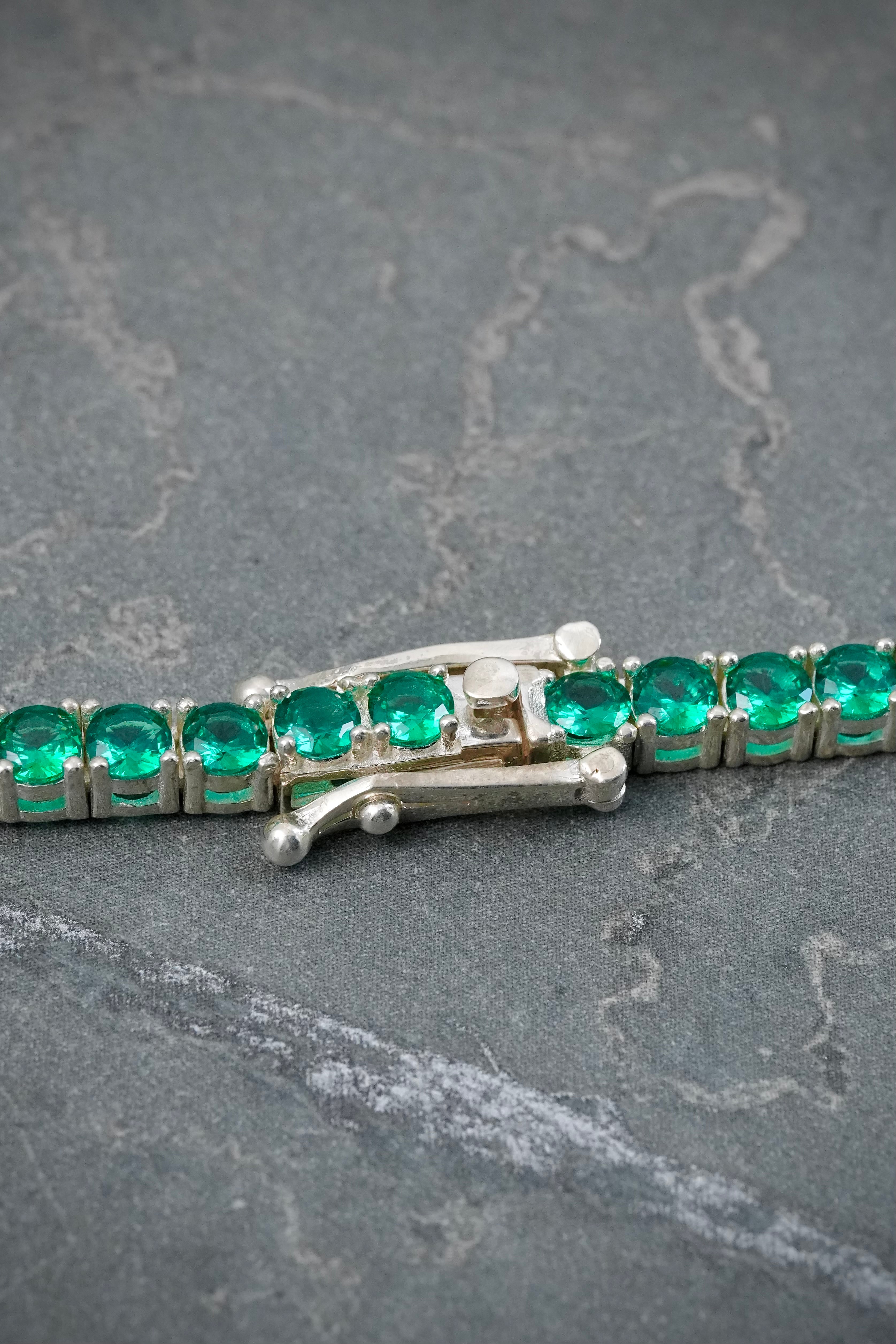 Cadena con Swarovski Verde 40.35gr / 60cm / 3.7mm — Plata 925