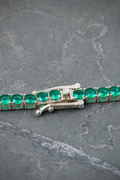 Cadena con Swarovski Verde 40.35gr / 60cm / 3.7mm — Plata 925
