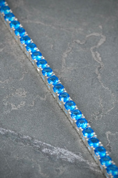 Pulso con Swarovski Azul 14.6gr / 19.5cm / 3.6mm — Plata 925