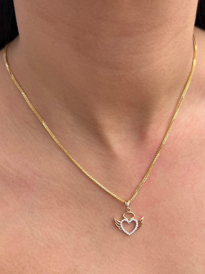 Dije Corazon con Swarovski Blanco 1.5gr / 2.1cm / 18.4mm — Oro Amarillo