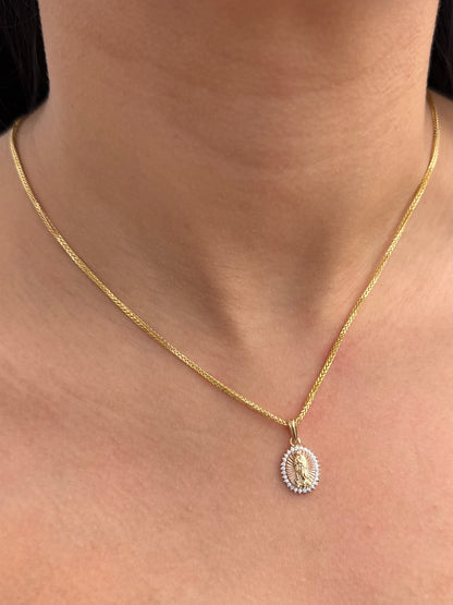 Dije Virgen de Guadalupe con Swarovski Blanco 1.9gr / 2.2cm / 11.6mm — Dos Oros