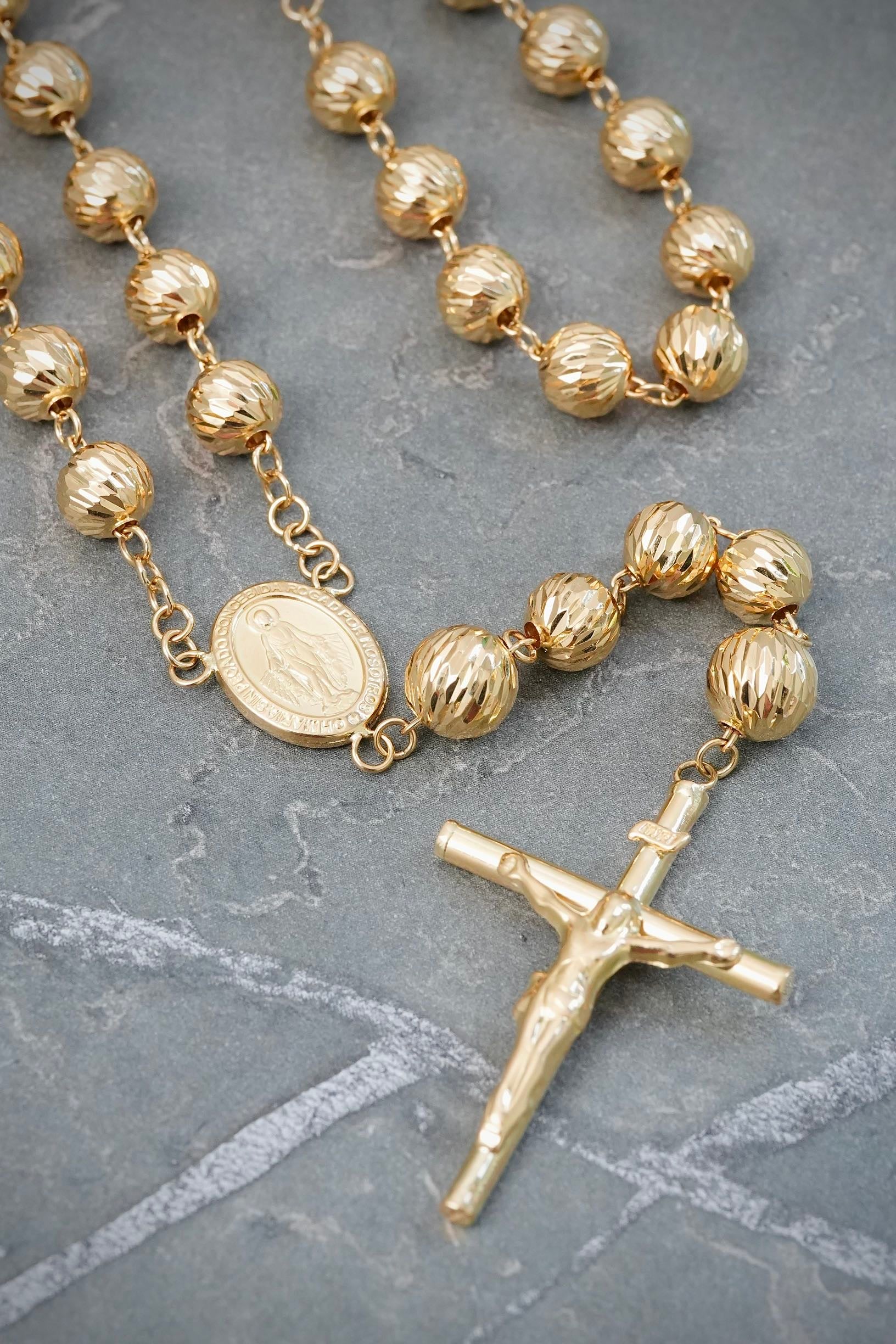 Rosario Diamantado de la Virgen de la Milagrosa 26.3gr / 65cm / 7 - 8mm — Oro Amarillo