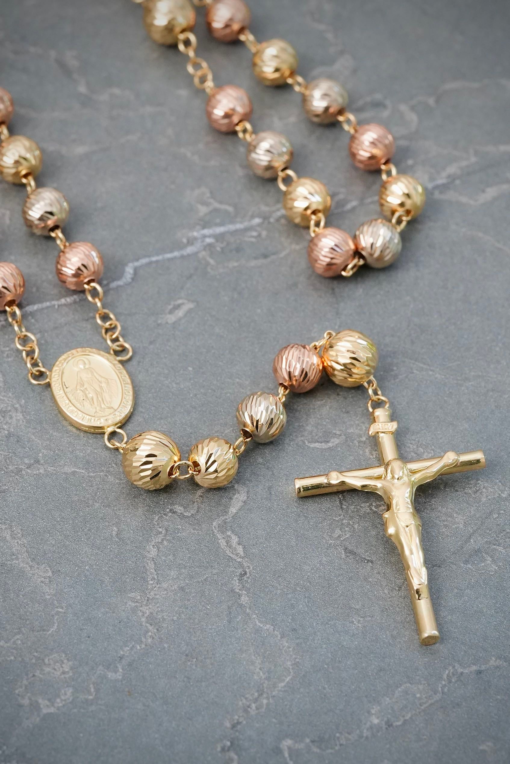 Rosario Diamantado de la Virgen de la Milagrosa 26.6gr / 65cm / 7 - 8mm — Tres Oros