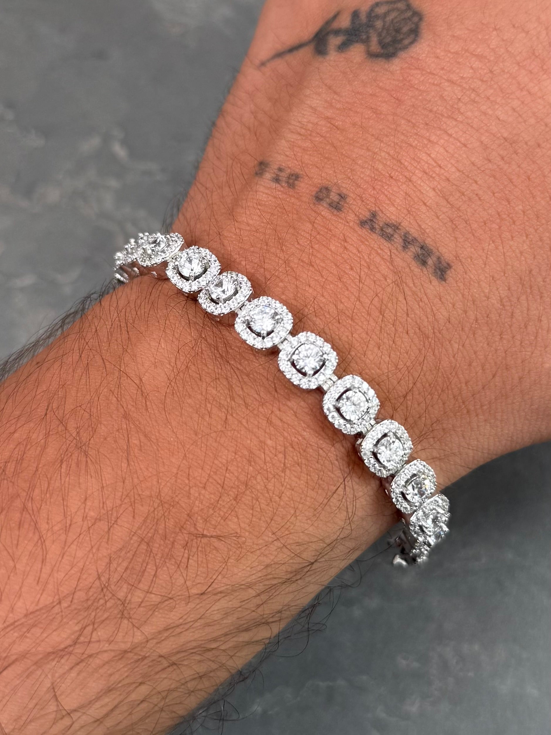 Pulso Tenis con Swarovski Blanco 22.3gr / 18.5cm / 7.6mm — Plata 925