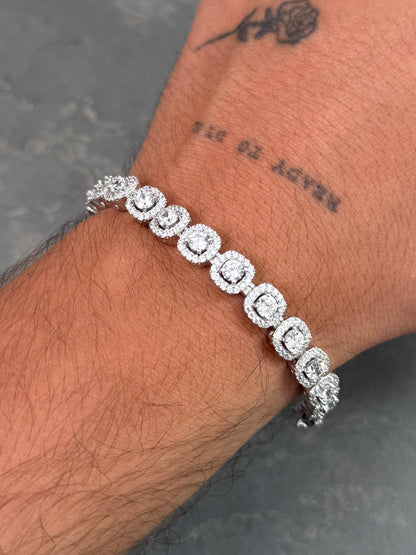Pulso Tenis con Swarovski Blanco 22.3gr / 18.5cm / 7.6mm — Plata 925