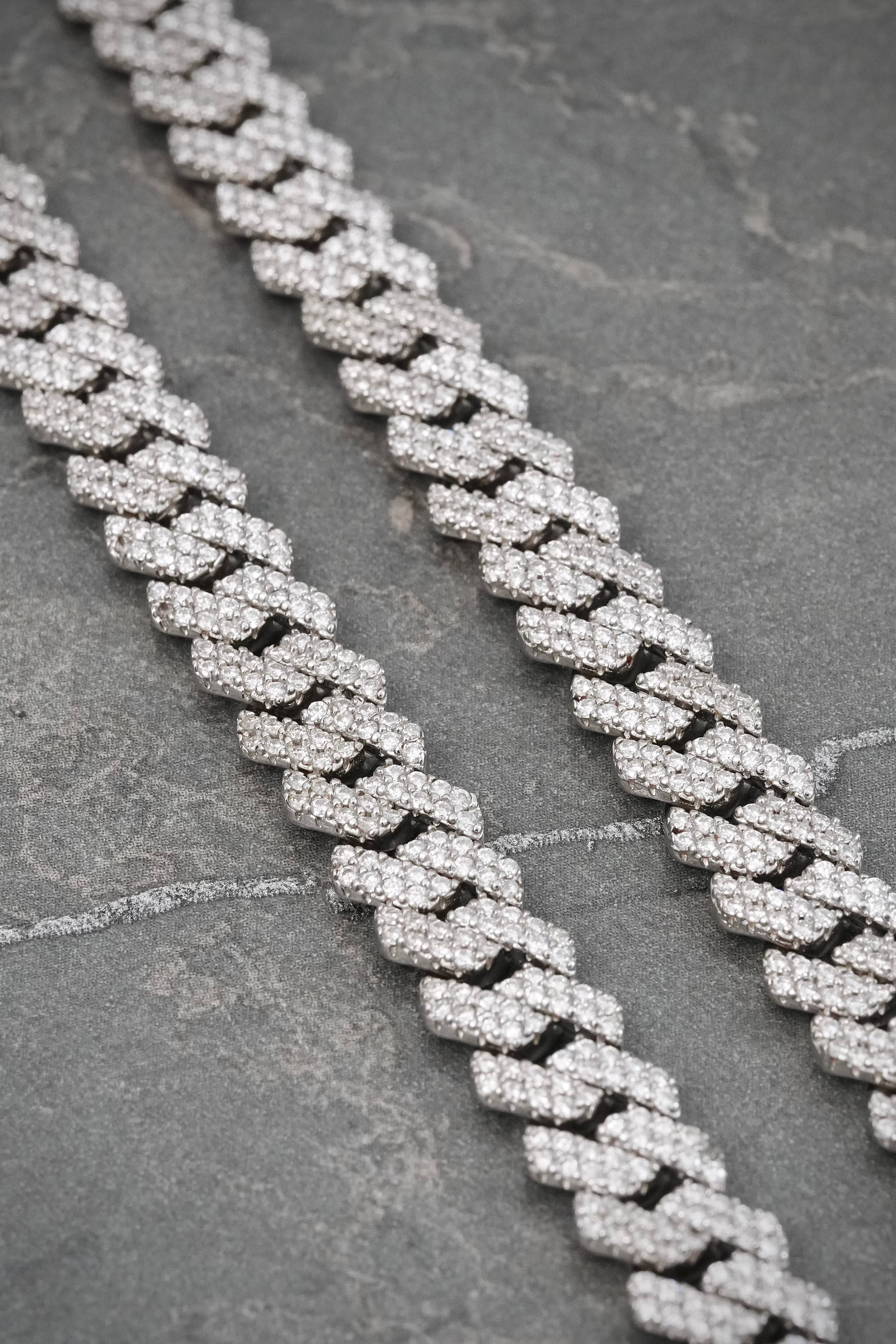 Cadena Dubai con 958pts de Moissanita 66.2gr / 55cm / 8mm — Plata 925