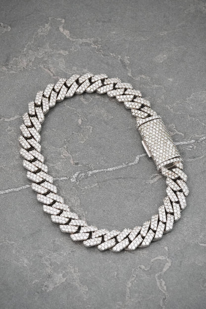 Pulso Dubai con 376pts de Moissanita 22.45gr / 16.5cm / 8mm — Plata 925