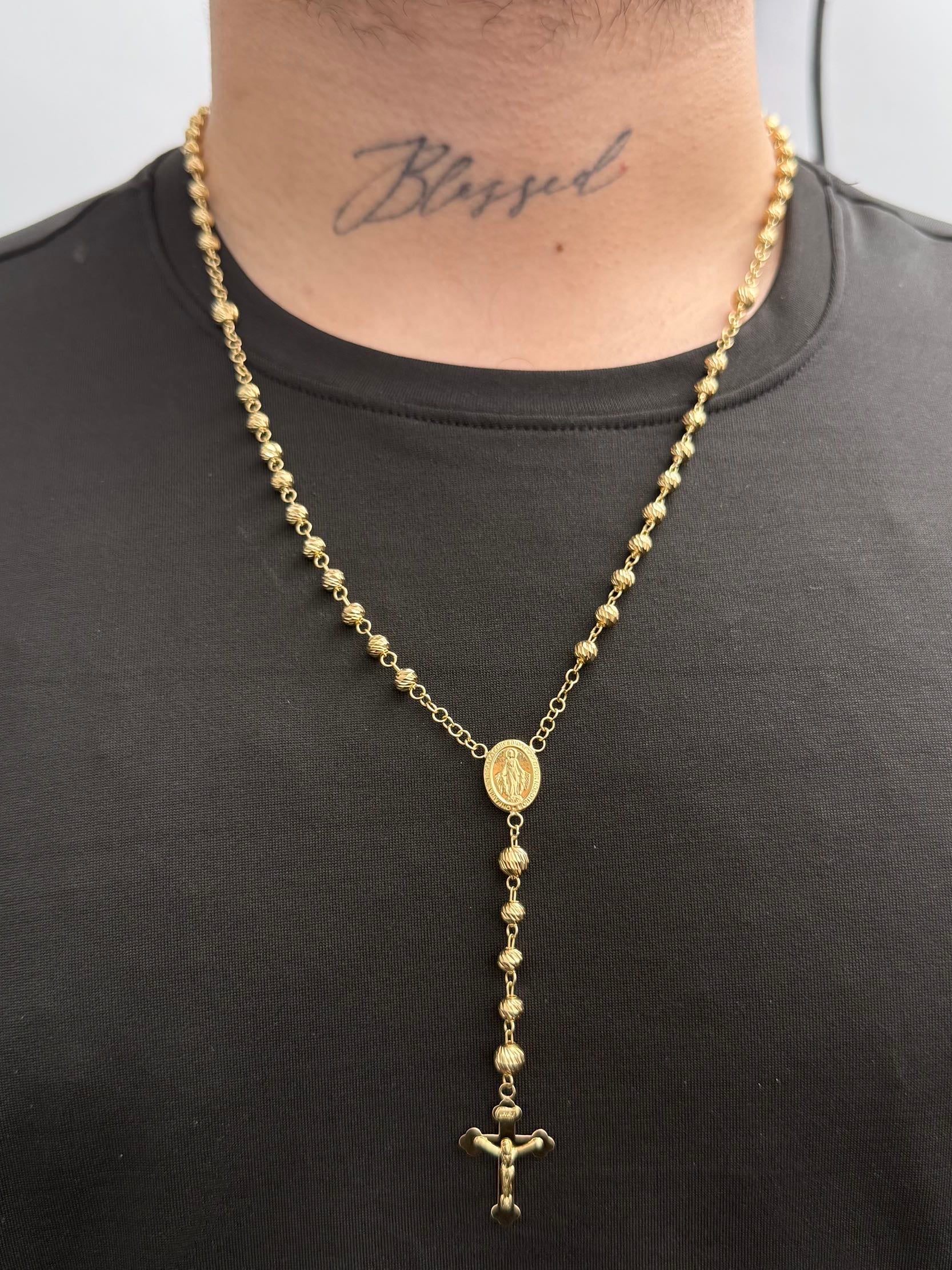 Rosario Diamantado de la Virgen de la Milagrosa 15.55gr / 60cm / 5 - 6mm — Oro Amarillo
