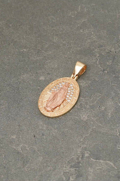 Dije virgen de la milagrosa con swarovski blanco 2.45gr / Largo 2.4cm — Dos Oros