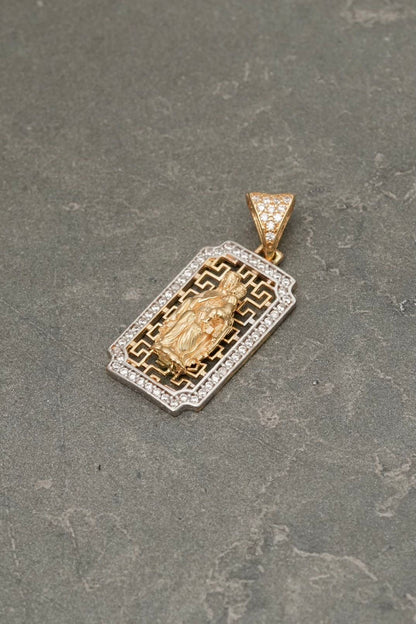 Dije virgen del carmen con swarovski blanco 3.35gr / Largo 3cm — Oro Amarillo