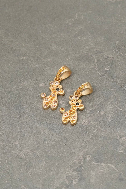 Dije jirafa con swarovski naranjado 1gr / Largo 1.8cm — Oro Amarillo