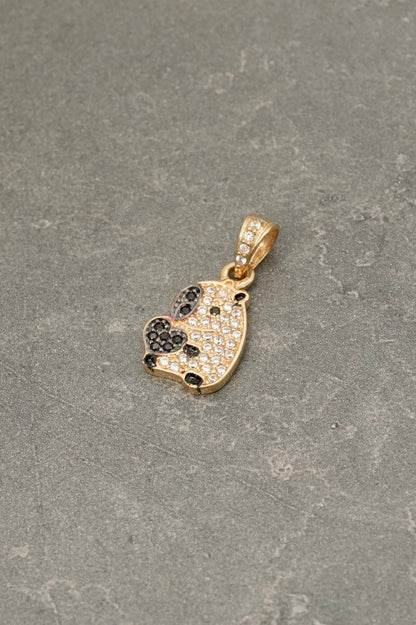 Dije capibara con swarovski blanco y negro 0.85gr / Largo 1.5cm — Oro Amarillo