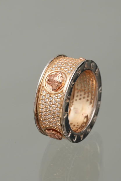 Anillo medusa con swarovski blanco 10.45gr / Talla 6 3/4 / Tres Oros Nac M