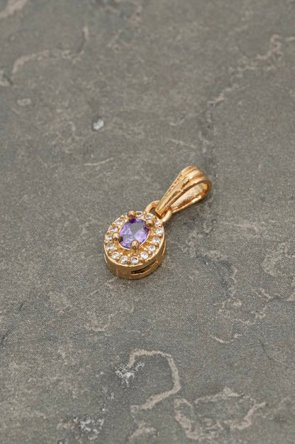 Dije con swarovski morado y blanco 1.15gr / Largo 1.6cm — Oro Amarillo
