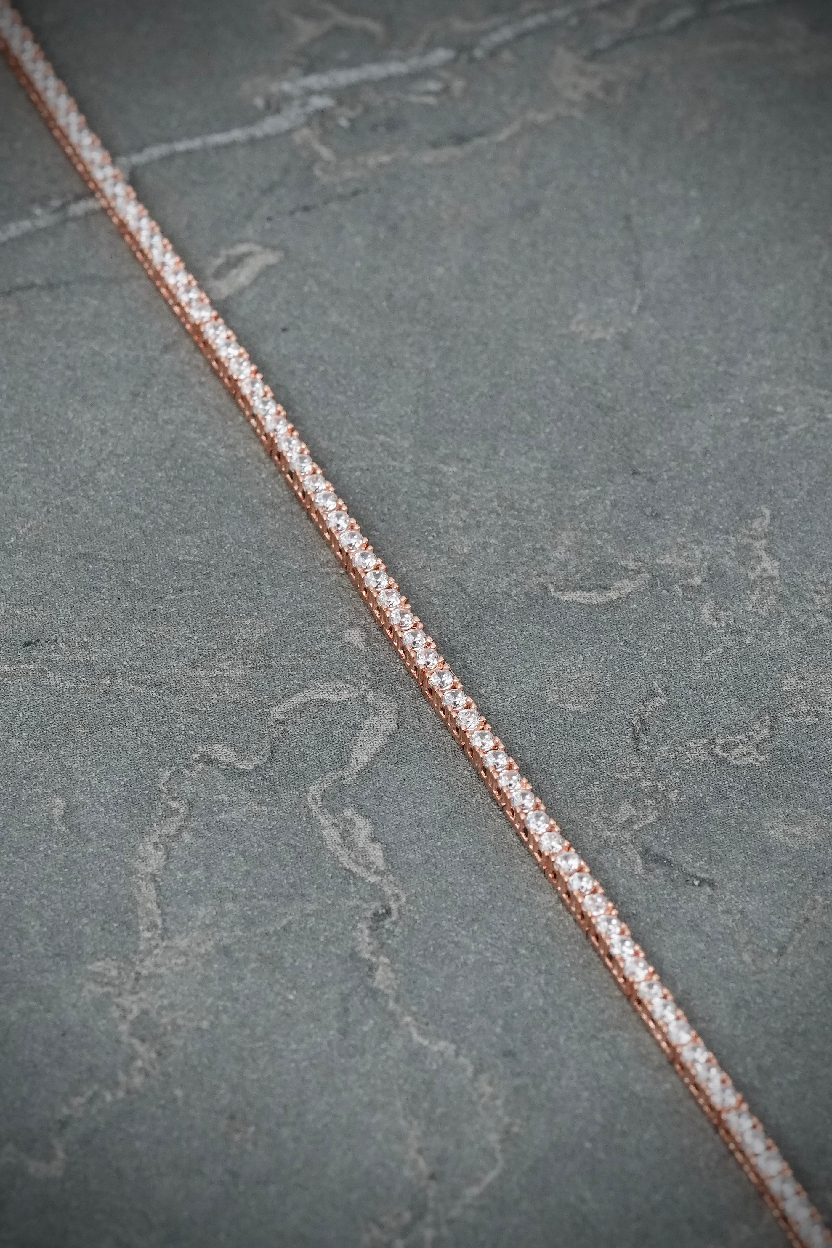 Pulso tenis con swarovski blanco 4gr / Largo 18cm / Oro Rosado italy +4 B