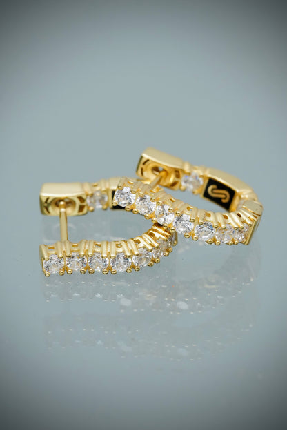 Candongas monaco con swarovski blanco 4.3gr / Largo 1.5cm — Oro Amarillo