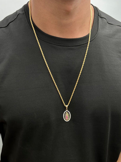 Dije Virgen de guadalupe con swarovski 2.75gr / Largo 3.5cm — Oro Amarillo