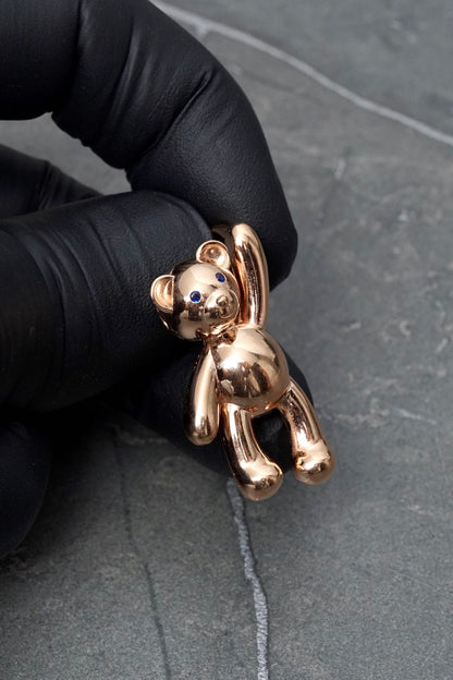 Dije oso con swarovski azul 9gr / Largo 3cm — Oro Rosado