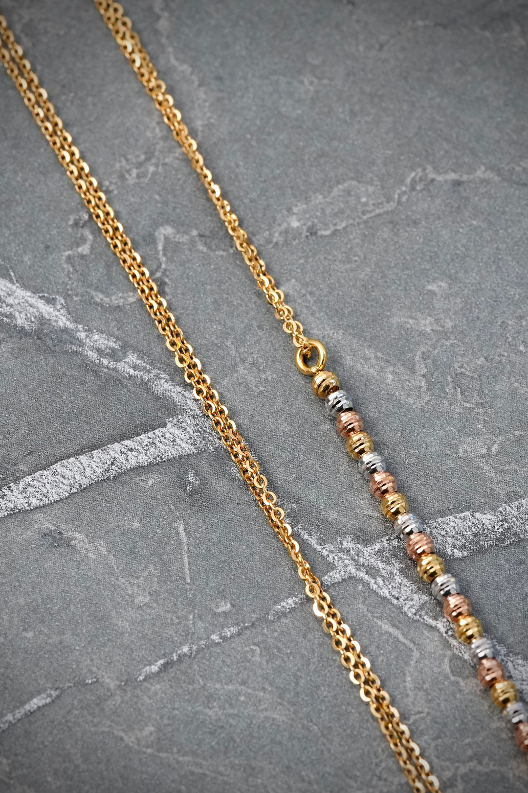 Cadena  rolon con bolas diamantadas 6.45gr / Largo 45cm / Tres Oros italy +3 — Tres Oros