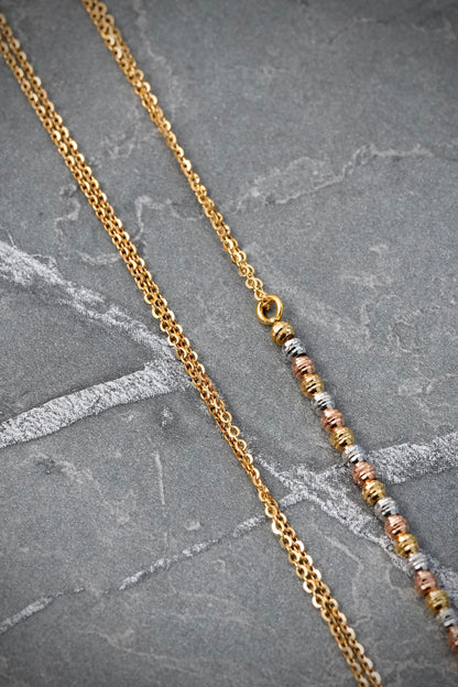Cadena  rolon con bolas diamantadas 6.45gr / Largo 45cm / Tres Oros italy +3 B