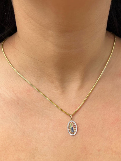 Dije virgen de guadalupe swarovski multicolor 1.55gr / Largo 2.5cm — Oro Amarillo