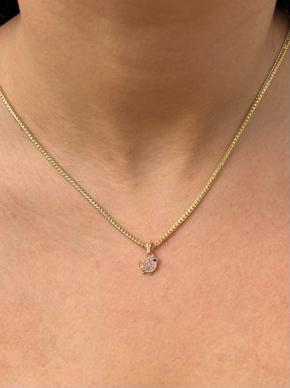 Dije pajaro con swarovski rosado 0.9gr / Largo 1.5cm — Oro Amarillo