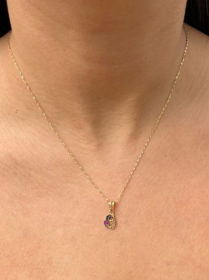 Dije capibara con swarovski naranjado y fucsia 0.8gr / Largo 1.6cm — Oro Amarillo