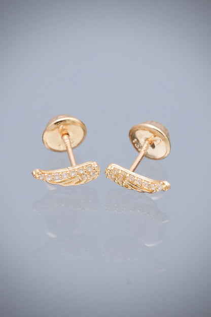 Topos alas con swarovski blanco 0.6gr / Largo 0.8cm — Oro Amarillo