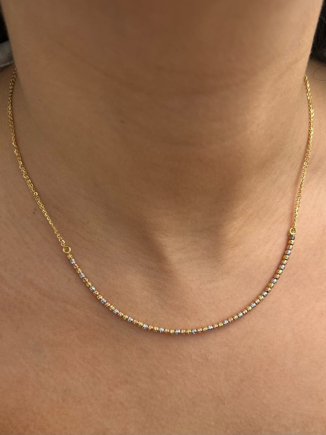 Cadena  rolon con bolas diamantadas 6.45gr / Largo 45cm / Tres Oros italy +3 — Tres Oros