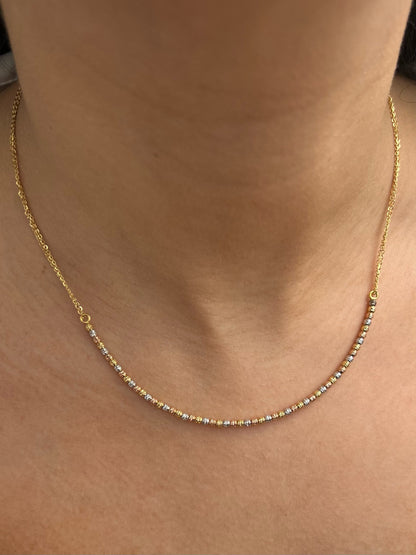 Cadena  rolon con bolas diamantadas 6.45gr / Largo 45cm / Tres Oros italy +3 B