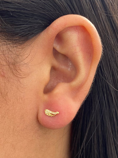 Topos alas con swarovski blanco 0.6gr / Largo 0.8cm — Oro Amarillo