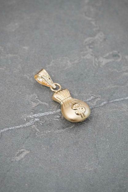 Dije Bolsa de Dinero 0.7gr / 2.1cm / 8.8mm — Oro Amarillo