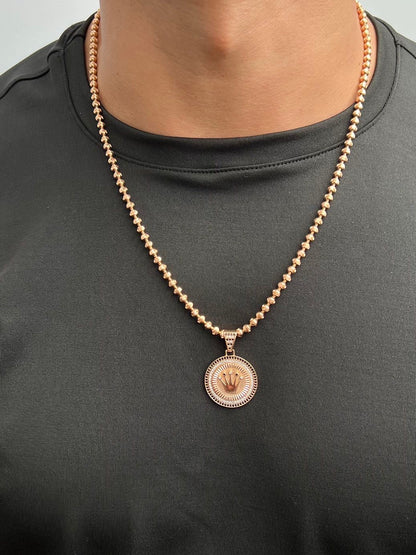Dije corona rx con swarovski blanco y negro 6.65gr / Largo 3.7cm — Oro Rosado