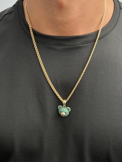 Dije oso con swarovski verde 5.25gr / Largo 2.5cm — Oro Amarillo