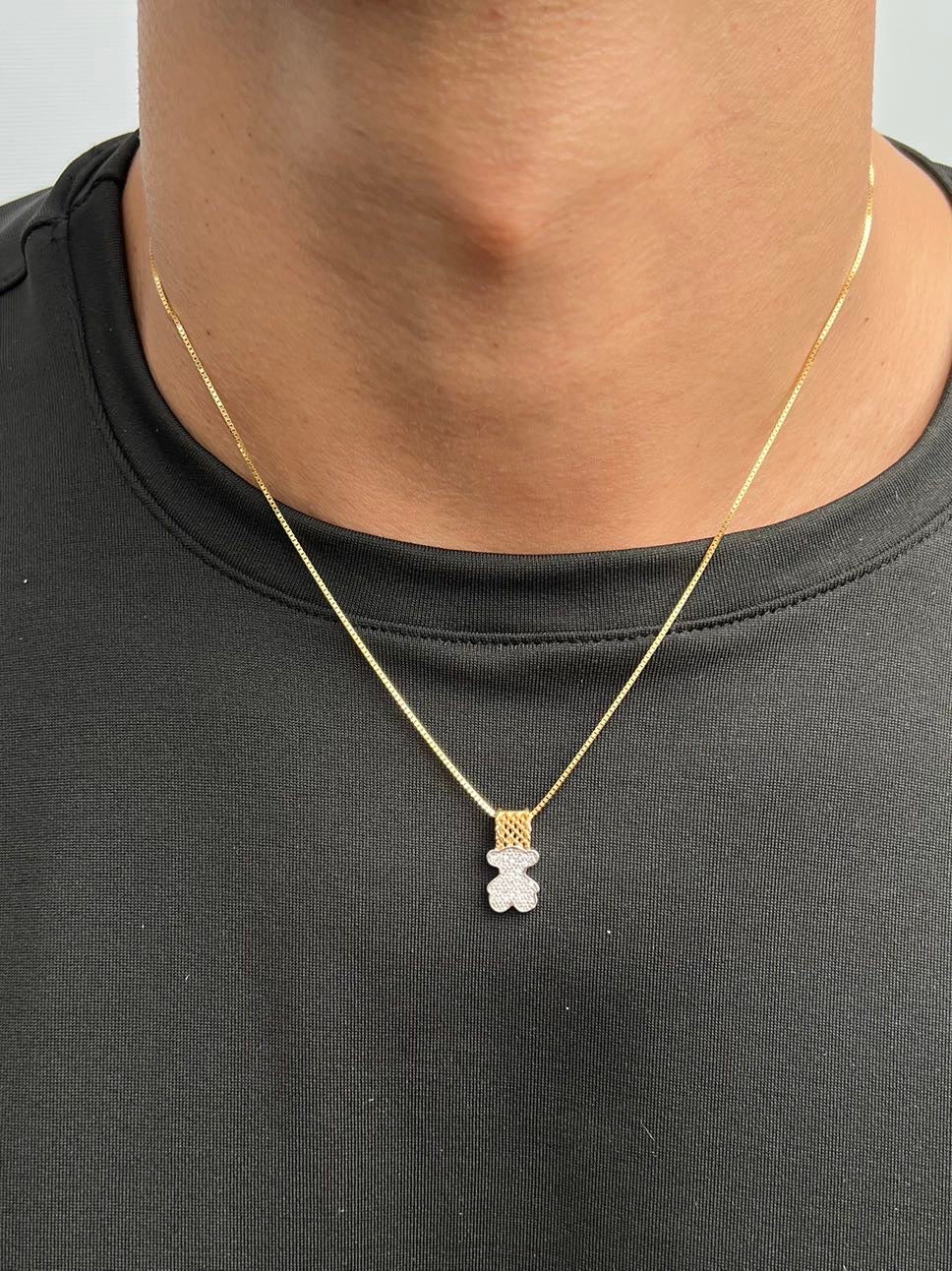 Dije oso th con swarovski blanco 1.9gr / Largo 1.7cm — Dos Oros