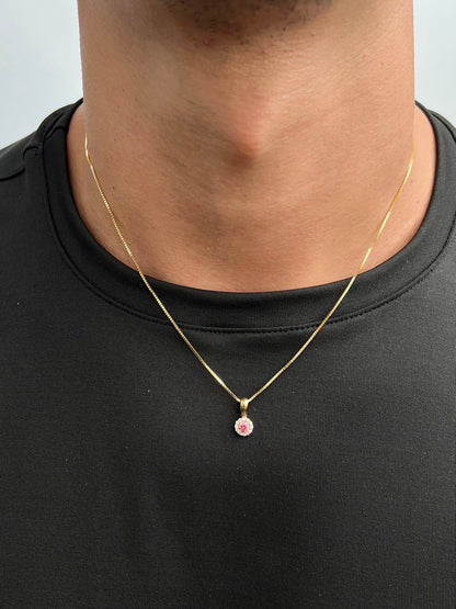 Dije flor con swarovski rosado y blanco 0.95gr / Largo 1.3cm — Oro Amarillo