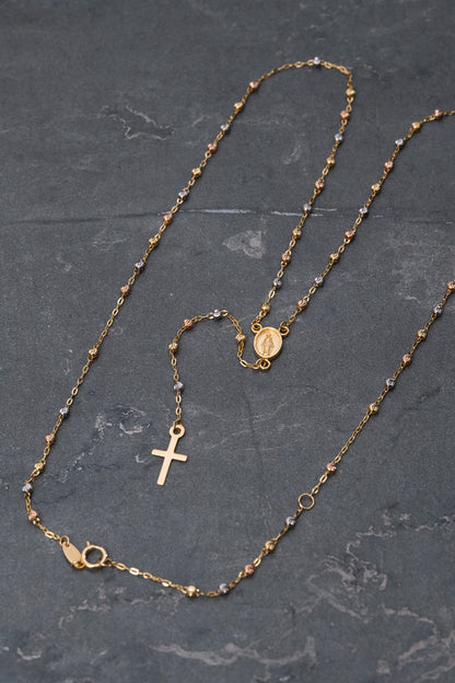 Rosario diamantado virgen de la milagrosa 3.45gr / Largo 50cm / Tres Oros italy +4 M