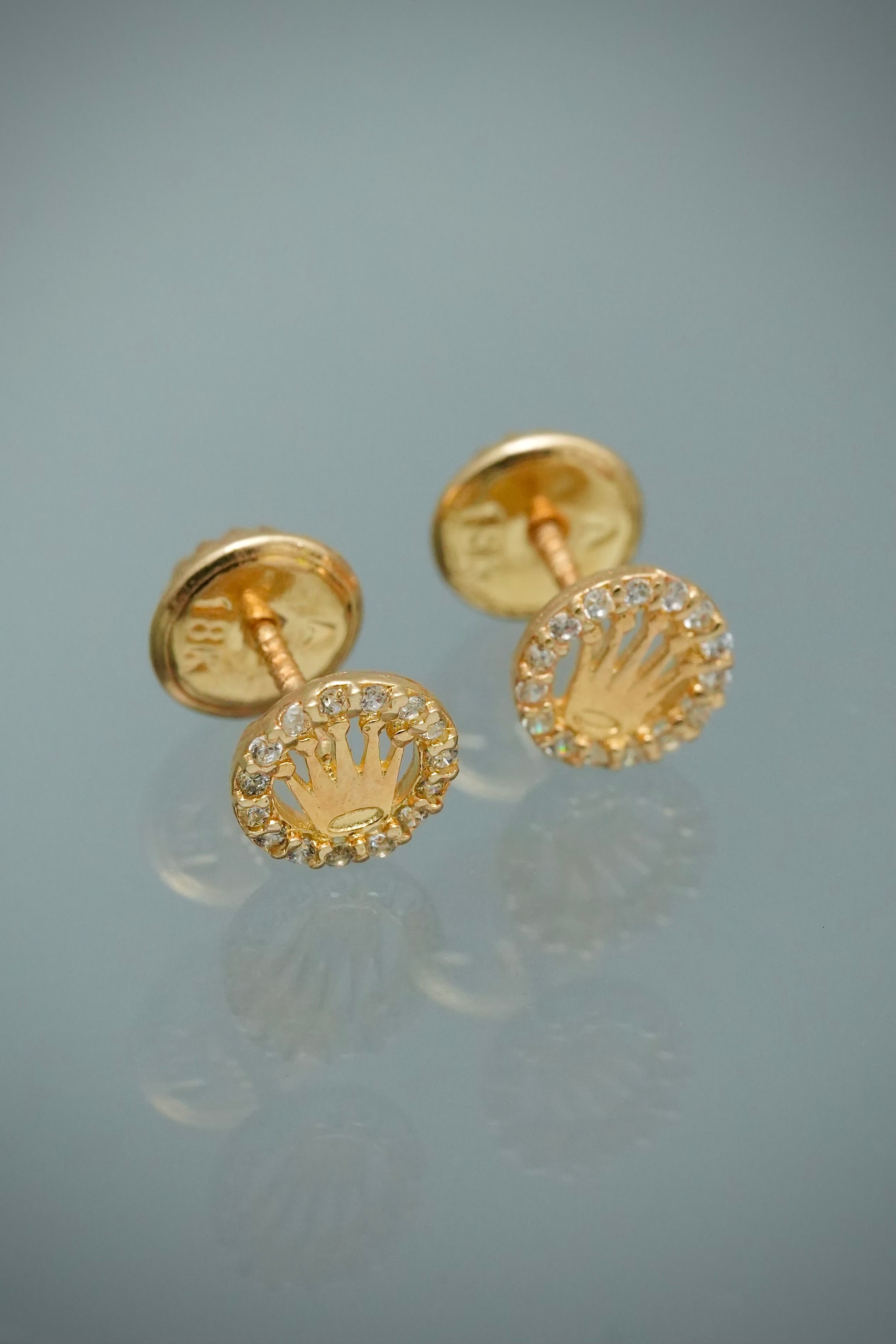 Topos Corona Rx con Swarovski Blanco 0.7gr / 0.5cm / 5mm — Oro Amarillo